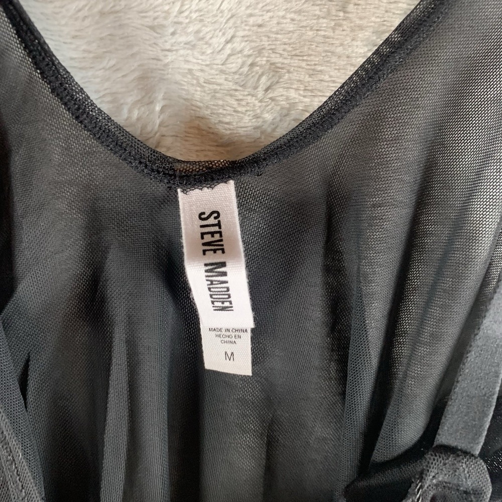 Steve‎ Madden Women's Bodysuit Lingerie M Black Sheer Mesh Thong Sexy Witchy NWT - Picture 5 of 10